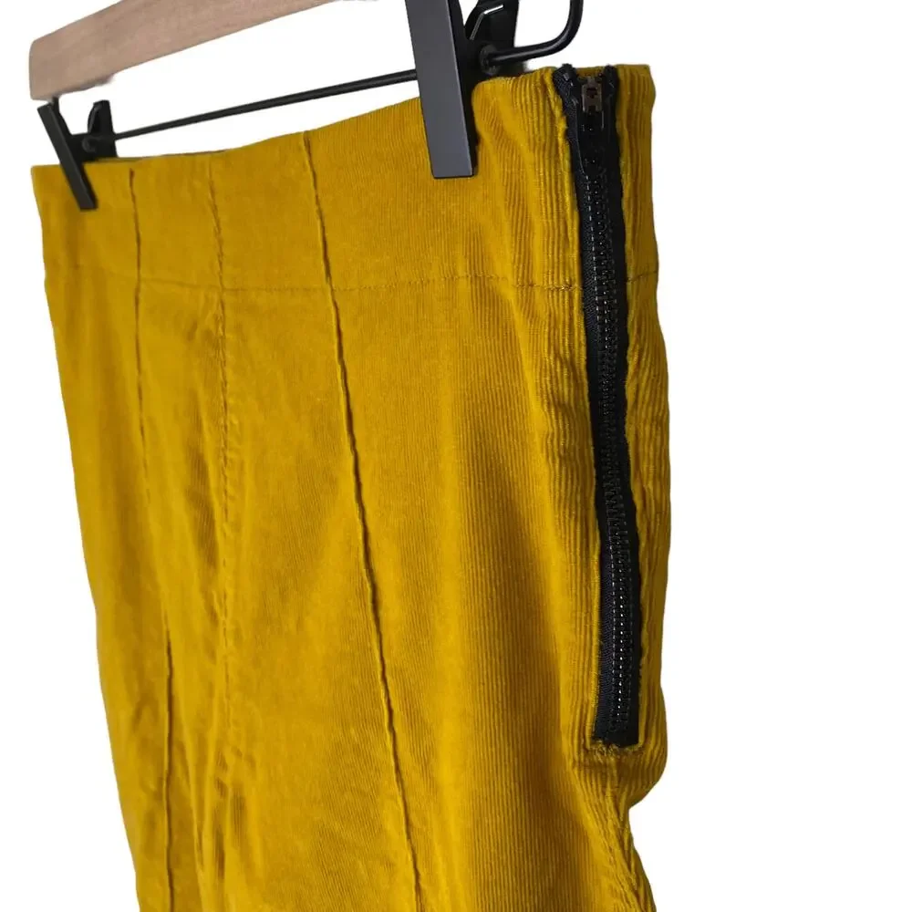 PRAIRIE UNDERGROUND Side Zip Corduroy Leggings Gold Mustard Yellow Size Medium